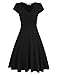 MISSKY Women A-line Short Sleeve V Neck Swing Elegant Dresses for Women,Black S