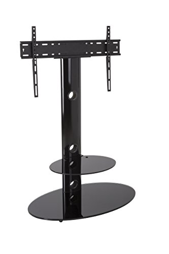 AVF FSL800LUB-A Lugano Oval Pedestal TV Stand, Black and Black Glass