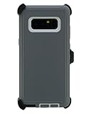 WallSkiN Turtle Series Cases for Samsung Galaxy Note 8 (Only) Tough Protection with Kickstand & Holster - Passion (Grey/White)