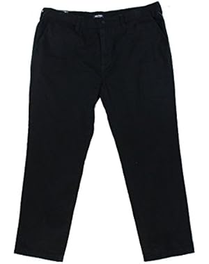 True Mens 42x30 Slim Fit Flat Front Khaki Pants Black 42