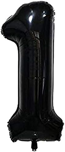 VINAYAKAMART ONE Number Foil Balloon 17" Inch (Black,1) -Black Colour