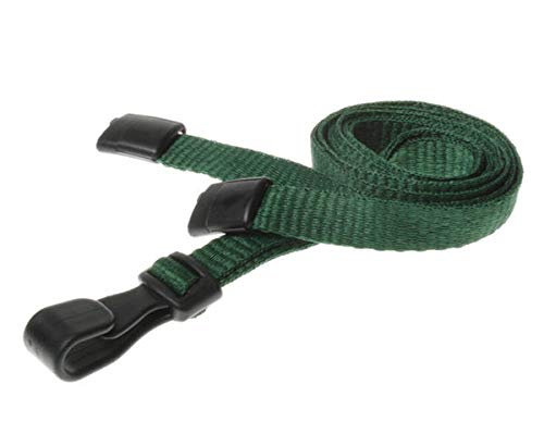Identity-Plus: Green Flat Weave Lanyard with Safety Breakaway and J Clip (10)