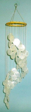 31.5" long white spiral capiz chime windchime new