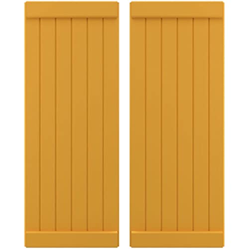 21"W x 58"H Americraft Six Board Exterior Real Wood Joined Board-n-Batten Shutt…