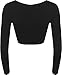 WearAll Womens Crop Long Sleeve T Shirt Ladies Short Plain Round Neck Top Black 4-6