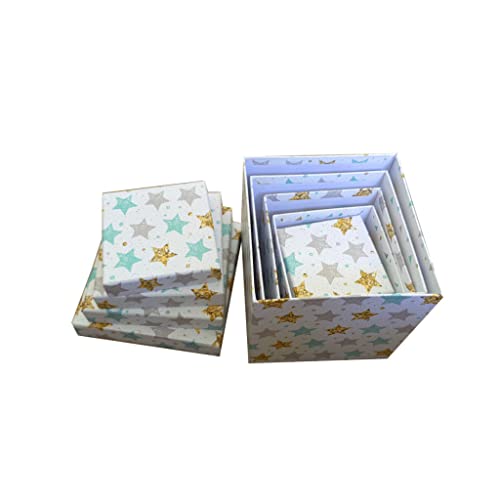 LJZOEM Stacking Dolls Home Decoration Russian Nesting Doll Set Box 5 Pcs Hard Paper Gift Boxes Suitable for Christmas and Birthdays Decoration