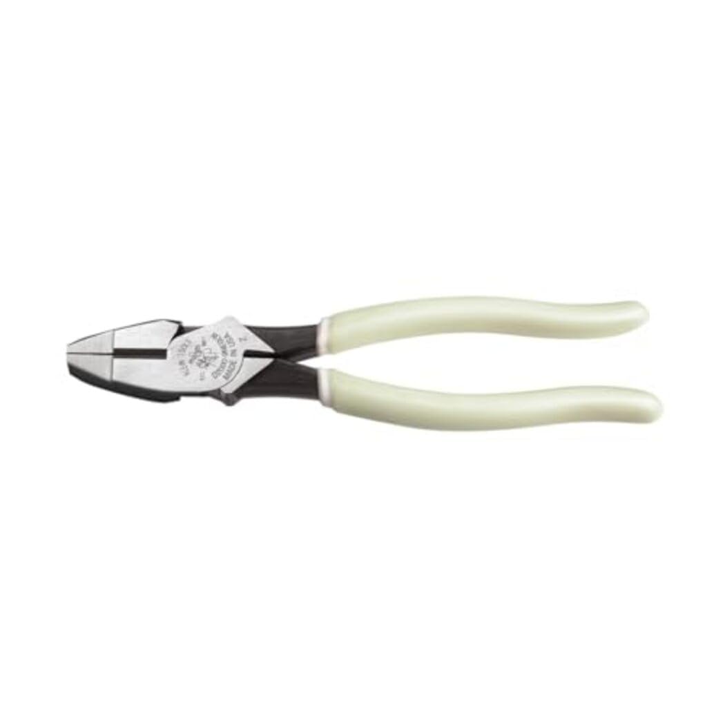 Photo 1 of Klein Tools D20009NEGLW Side Cutter Linemans Pliers, Made in USA, Cut ACSR, Screws, Nails, Hard Wire, 9-Inch Hi-Viz Pliers