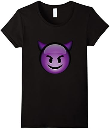 Women's Purple Devil Emoticon Emoji T-Shirt Small Black