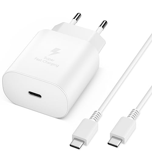 Chargeur pour Samsung Charge Rapide, 25W Chargeur USB C pour Samsung Galaxy A54 A53 A34 A33 A14 A13 4G/ 5G, S23 S22 S21 S20 FE/Plus/Ultra, Super Fast Charge Adaptateur Secteur Type C avec Cable 1.5M