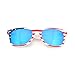 SHADERZ Classic Eyewear Retro 80's American USA Flag 4th of July Frame Sunglasses (White/Ice Blue, 52)
