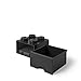 LEGO Brick Drawer, 4 Knobs, 1 Drawer, Stackable Storage Box, Black