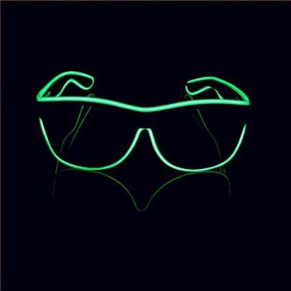 Aquat Light Up EL Wire Rave Party Glasses LED Glow Costumes Eyeglasses For Christmas, Party RB01 (Green, White Frame)