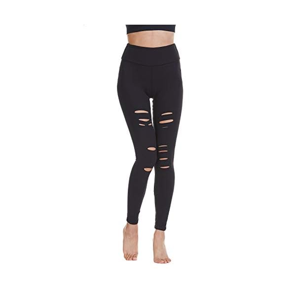 Baihetu Women's High Waist Yoga Pants Cutout Ripped Super Soft and