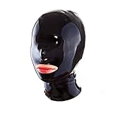 EXLATEX Unisex Latex Rubber Mask Party Accessories Club Hood With The Hole For Mouth (Large, Black)