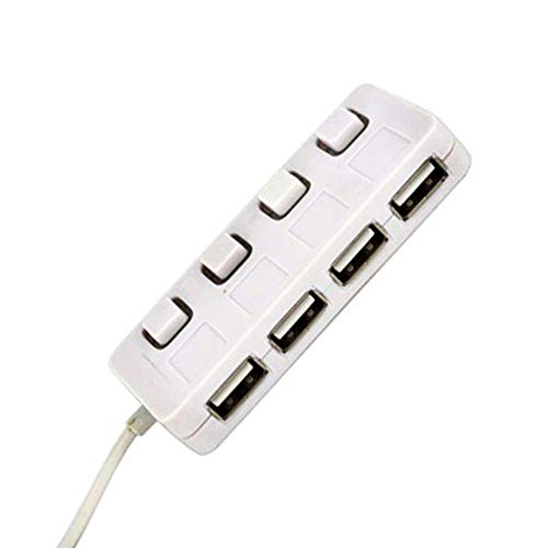 USB Hubs Splitter,Buybuybuy 4-Port USB 2.0 with ON/OFF Switch Usb Muti Hub Adapter Data Hub for Macbook, Mac Pro/mini, iMac, Surface Pro, XPS, Notebook PC, USB Flash Drives, Mobile HDD (White)