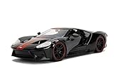 2017 Ford GT Black with Red Stripes 1/24 Diecast Model Car by Jada 99389