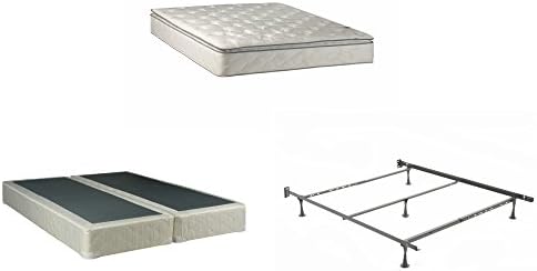 Continental Matress Medium Plush Pillowtop Innerspring Fully Assembled Mattress, and 8" Wood Box Spring/Foundation Set with Frame, king