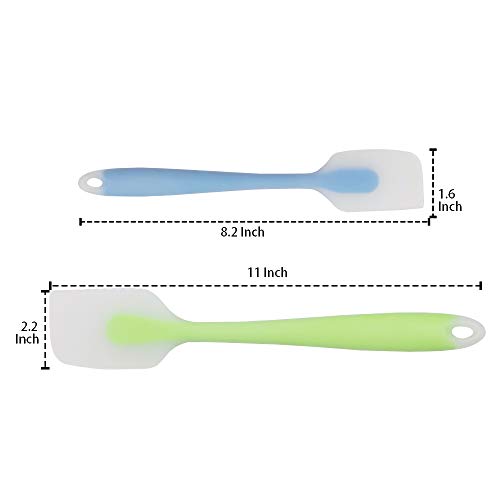 TOUGS Silicone Spatulas Set of 4 - Heat Resistant Non-Stick Flexible Rubber with Solid Stainless Steel Core Kitchen Essential Gadget Premium Scraper Spoon Set - Seamless, Dishwasher Safe, 2 Size