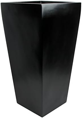Edinburgh Tall Square Fiberglass Planter (L:13" x W:13" x H:26", Matte Black)