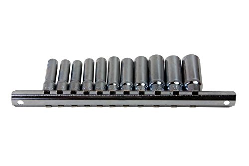 US PRO B1216 11pc 1/4 DR 6 Point Deep SAE Imperial AF Sockets on Rail