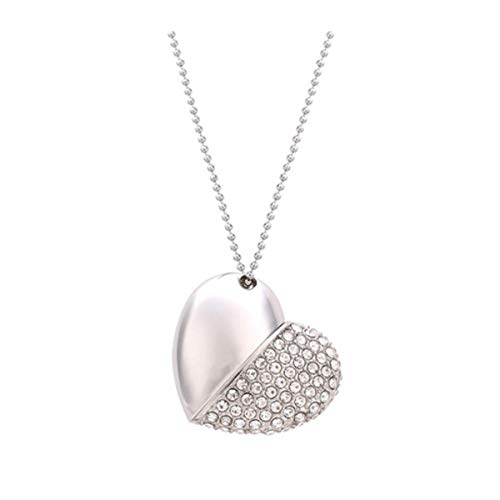 UFARID Crystal Heart USB3.0 Flash Drive Memory Stick Thumb Drive Pendrive Mutiple Colors External Storage For PC, Smart TV, Car Audio,etc (Silver, 64GB)