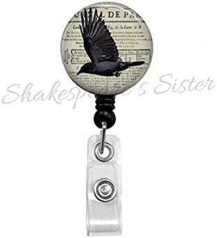 Flying Black Crow - Badge Reel - Gothic - Retractable Badge - Crow ID Holder - Nurse Badge Reel - Gift for Nurse - Office Badge Reel
