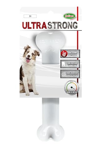 Bubimex - Ultra Strong - Jouet pour Chiens - Os à Mâcher en Nylon Fourré avec Arôme de Viande - Très Résistant - Favorise l’Hygiène Bucco-Dentaire - 15 cm - pour Chiens de Taille Moyenne