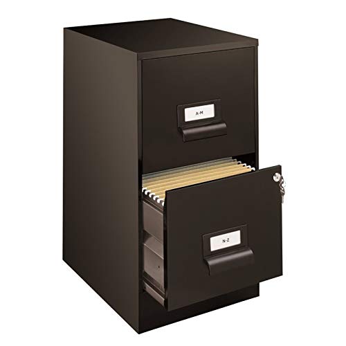 Office Dimensions 18" Deep 2 Drawer Premier Height File Cabinet, Black