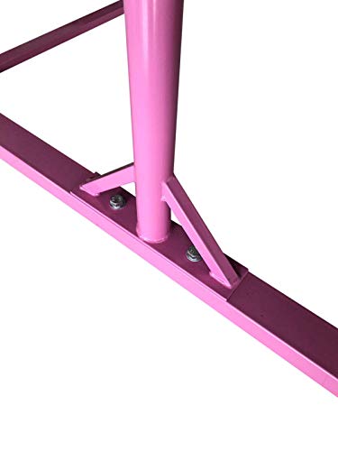 X-Factor 5 Ft Horizontal Bar Athletic Teens Adjustable Gymnastics 280 LB Capacity Children Junior Training Kip Bars Pink with 4' Ft x 8' Ft Gymnastic Mat Set - Thumbnail 4