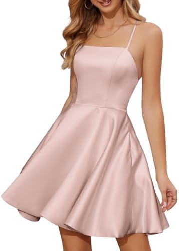 short formal graduation sexy prom dress reviews Amazon.com: StarAneer Short Satin Prom Dress Spaghetti Strap A Line  Backless Square Neck Homecoming Summer Cocktail Party Mini Graduation  Dresses for Juniors with Pockets Black 0 : Clothing, Shoes & Jewelry