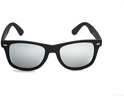 Zacway Polarized Horn Rimmed Sunglasses Color Mirror Lens Matte Finish (Black / Mercury, 52)