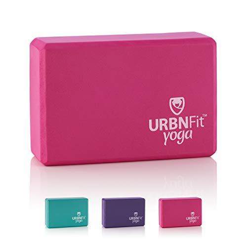 URBNFit Yoga Block – 1PC – Moisture Resistant High Density EVA Foam Block – Improve Balance and Flexibility Perfect for Home or Gym – Free PDF Workout Guide (Pink)