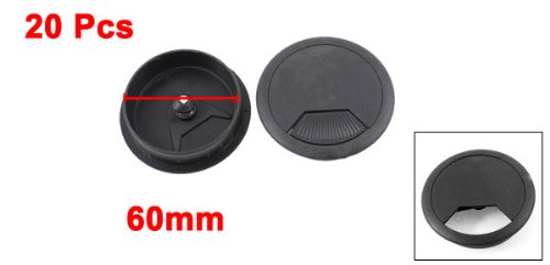 uxcell Computer Desk Black Plastic Grommet Cable Hole Cover 60mm 20pcs
