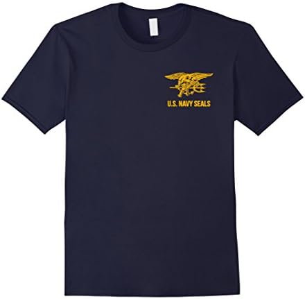 Men's US Navy Seals Front and Back Graphics T-shirt Large Navy
