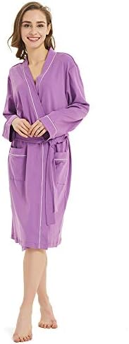Gutherren Womens Cotton Bathrobe Lightweight Soft Robes Summer Spa Comfy Sleepwear