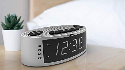 iTOMA Alarm Clock Radio,FM Radio,Dual Alarm,Buzzer and Radio Ringtone,Perpetual Calender,USB Charging Port,Manual Dimmer, Snooze,Sleep Timer,Battery Backup(CKS301) - Thumbnail 2