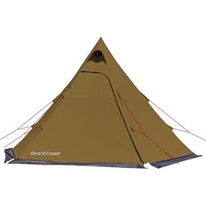 [クイックキャンプ] ポリコットン ワンポールテント 5 人用 キャンプ&ハイキング 3点セット