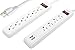 OviiTech 6 Outlet Surge Protector Power Strip and 4 Outlet Surge Protector Power Strip with 2 USB Charging Ports, Vertical Plug，Portable Travel Charger Charging Station,White(2 Pack)