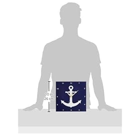 3dRose dpp_165798_1 Navy Blue and White Nautical Anchor Design-Wall Clock, 10 by 10-Inch 31Hd39 a%2BsL