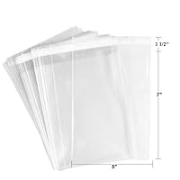 200ct Adhesive Treat Bags 5x7 Clear - 1.4 mils Thick Self Sealing OPP Plastic Bags for Bakery Cookies Christmas Party Decorative Gift Bags (5" x 7" - 200ct)