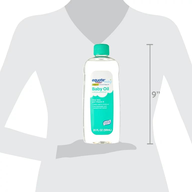 Equate Baby Hypoallergenic Baby Oil, Enriched with Aloe vera & vitamin E formula, 20 fl oz