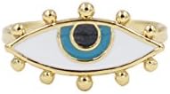 WMAOT 18k Gold Plated Spiritual Judaica Kabbalah Jewish Turkish Luck Charm Greek Evil Blue Eye Jewelry Ruby Epoxy Bracelet/ Earrings/ Necklace/ Ring (Ring-JDR02)