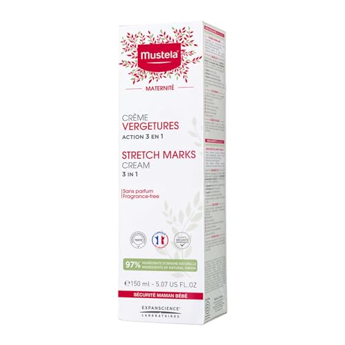 MUSTELA MATERNITY STRETCH MARKS CREAM FOR PREGNANCY – WITH NATURAL AVOCADO, MARACUJA & SHEA BUTTER – FRAGRANCE-FREE & EWG VERIFIED – 5.07 FL. OZ