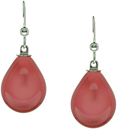 Handmade Torch Lampworked Glass Teardrop French Hook Dangle Earrings - Peach Echo