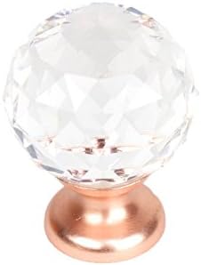 Century Glamour 30mm Clear Crystal Dresser, Vanity Knob Cupboard Drawer Pull Handle, 18905-SRGY-Satin Rose Gold Crystal Knob-Value Pack of 10