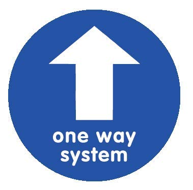 Vinyl One Way System Arrow Floor Sticker Safety Sign, Removable, Anti-Slip, Self-Adhesive - Please Follow One-Way System Social Distancing Sign (220mm x 220mm) (Blue)