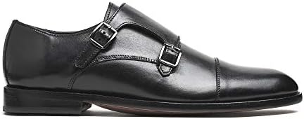 Timberlux New York Mens Double Monk Strap, Black Leather, Dress Shoes for Men