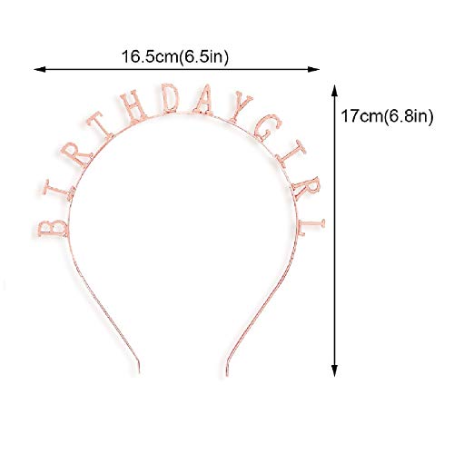 Elehere Birthday Girl Tiara Headband Rose Gold Headpiece Girls Party Hair Accessories 0.6\
