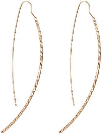 Arc Dangle Hook Earrings with Stripes Large Long Dangle Threader Earring Minimalist Jewelry,3 inch