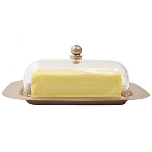 Zoie + Chloe Stainless Steel Butter Dish with Easy to Hold Lid